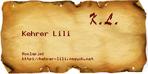 Kehrer Lili névjegykártya